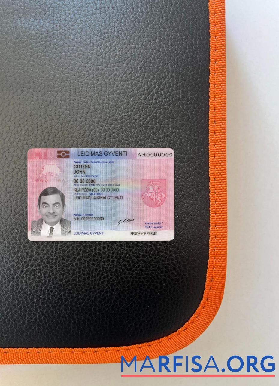 Realistic Litva residence card photolook front sample